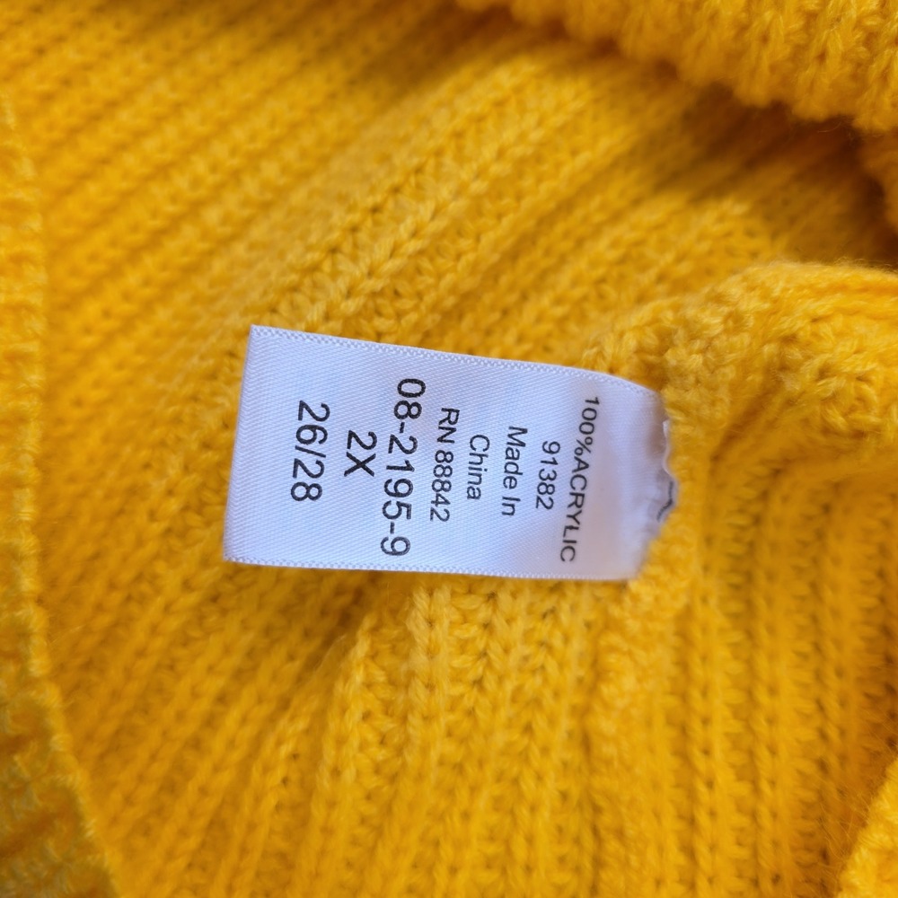 Woman Within Mustard Yellow Shaker Stitch Button Front Cardigan Sweater 2X 26/28 - Picture 6 of 6